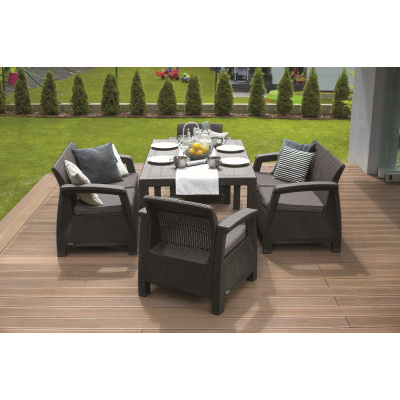 Keter zahradní set Corfu FIESTA grafit (2x křeslo + 2x lavice + stůl)